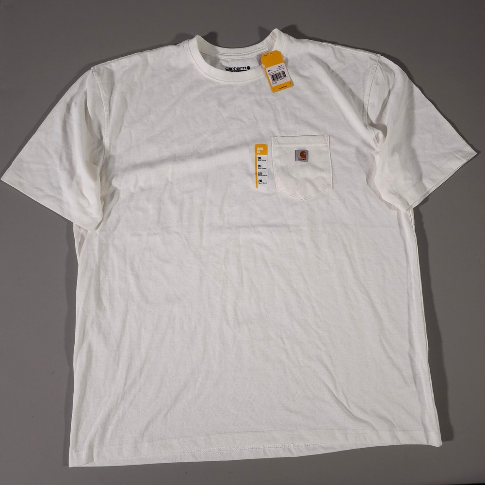 Carhartt T-Shirt Mens 2XL White K87 Loose Fit Heavyweight Pocket Tee NWT